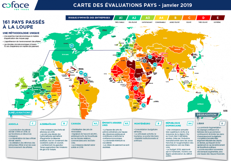 Country risk assessment map by Coface - European Data Journalism ...
